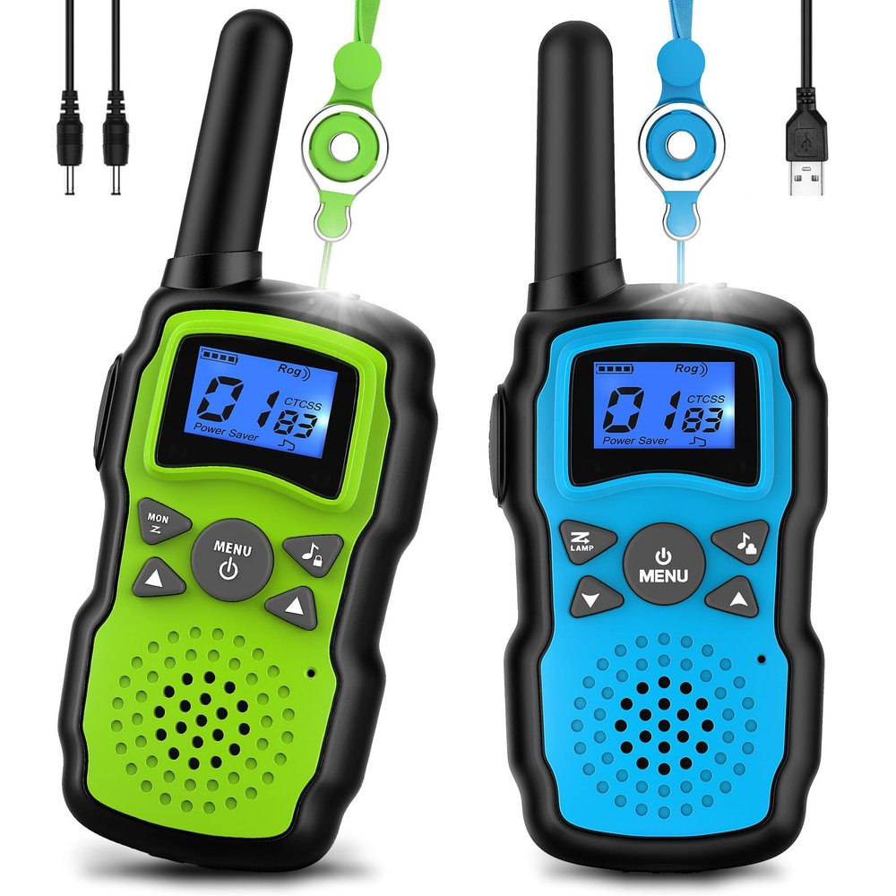 Wishouse Rechargeable Walkie Talkies for Kids Long Range with USB Charger,Outdoor Camping Games with Flashlight Indoor Fun Army Toys for Boys Girls Family,Xmas Birthday Gift for 3-12 Year Old Children