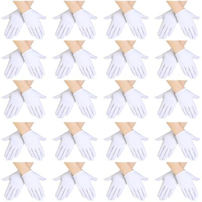 SATINIOR 20 Pairs White Kids Gloves Formal Costume Cotton Gloves for Boys Girls Dance Halloween Party Cosplay (6-10 Years)