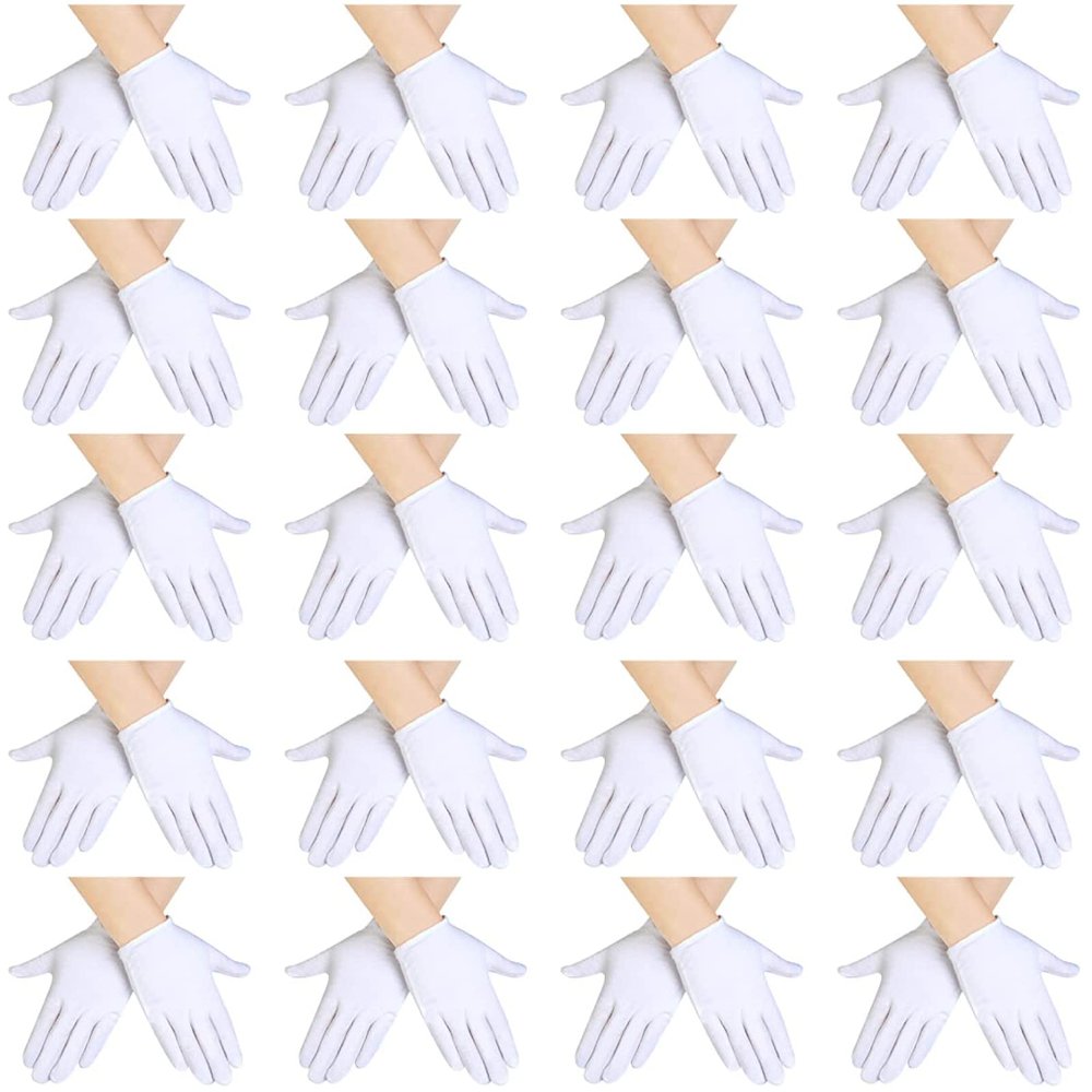 SATINIOR 20 Pairs White Kids Gloves Formal Costume Cotton Gloves for Boys Girls Dance Halloween Party Cosplay (6-10 Years)