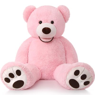 MorisMos Smile Giant Teddy Bear, 51inch Large Stuffed Bears with Big Footprints, Big Stuffed Animals Cuddly Plush Gifts for Girlfriends, Boyfriend, Pink