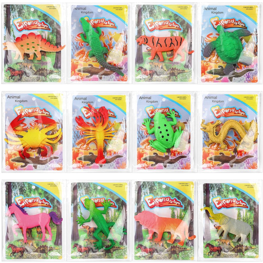 Outus 8 Pieces Growing Animal Creature Expandable Giant Grow 3D Water Creature Set Easter Egg Basket Filler Grow in Water Fish Favors Party Supply Gift Classroom Prize(Multiple Animal)
