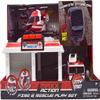 Fire and Rescue Garage Lights and Sounds Toy Set for Kids | Working Intercom with Open and Close Parking Garage and Vehicle Lift | Playset Includes Helicopter and Fire Truck with Friction Motor view 2