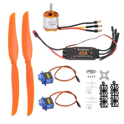 1250KV Brushless Motor 40A ESC SG90 9G 8060 Propeller 4-in-1 RC Fixed-Wing Aircraft Helicopter Accessories Set (1250KV Motor + 40A ESC + 9G + 8060 Propeller)