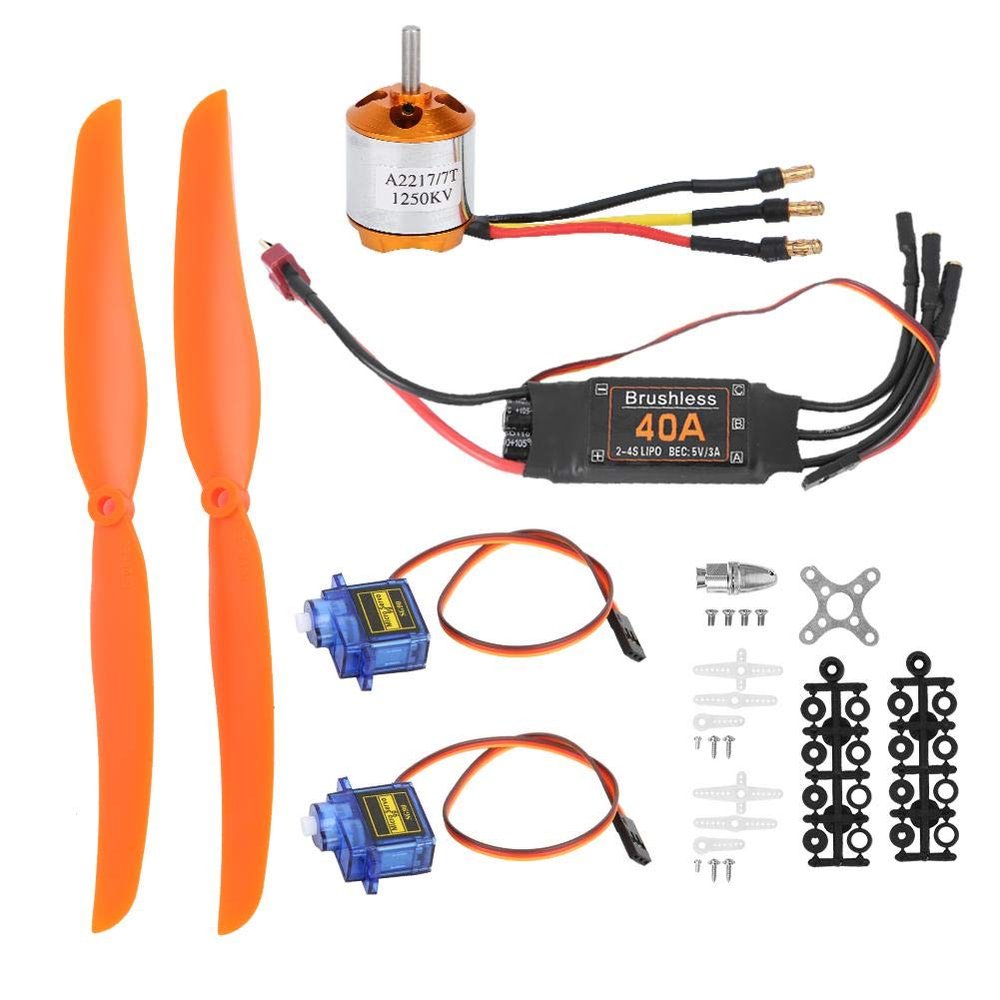 1250KV Brushless Motor 40A ESC SG90 9G 8060 Propeller 4-in-1 RC Fixed-Wing Aircraft Helicopter Accessories Set (1250KV Motor + 40A ESC + 9G + 8060 Propeller)