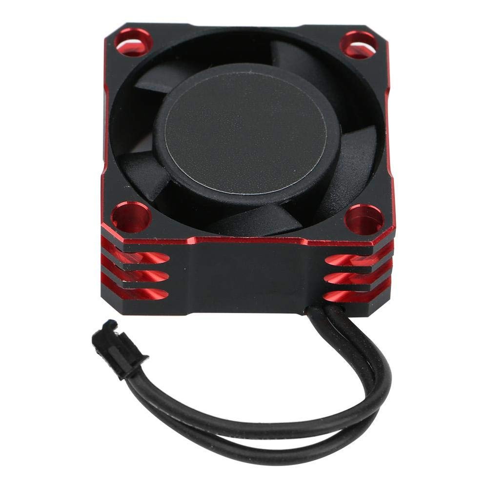 ESC Fan,Aluminum 32000RPM 25x25MM Metal Cooling Upgrade for RC Car Enthusiasts Racing Off-Roading High-Performance Use (Black red)
