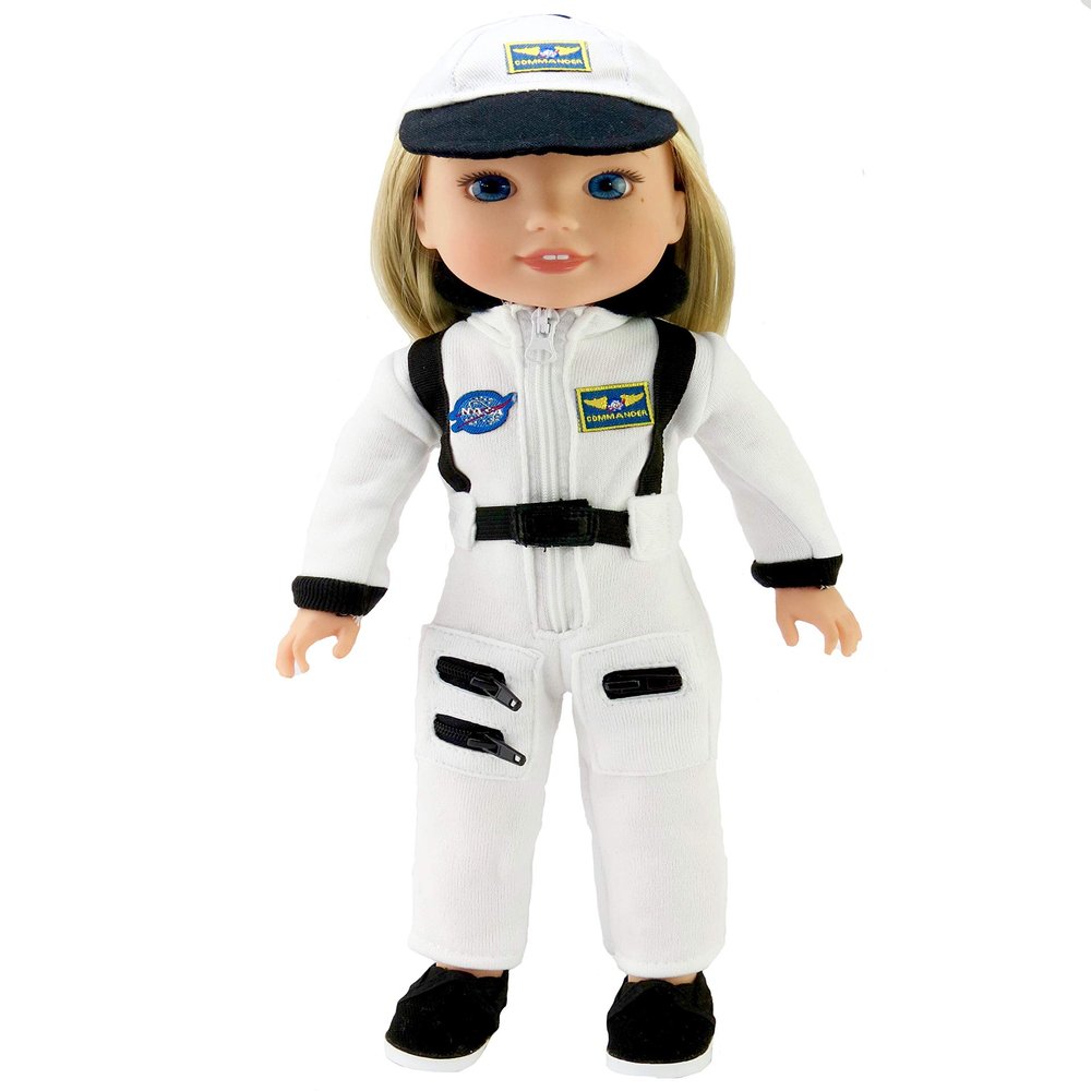 American Fashion World White Astronaut Spacesuit for 14-Inch Dolls | Premium Quality & Trendy Design | Dolls Clothes | Outfit Fashions for Dolls for Popular Brands