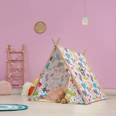 100% Canvas Cotton Kids Playhouse for Boy & Girl Indoor and Outdoor - Natural Premium Breathable Cotton Canvas and Sturdy Pine Wood Frame for Your Kids Playhouse (Jungle)