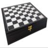 17 inch Black and White High Gloss Chess Storage Board Chest with 2 Drawers view 2