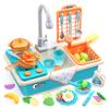 CUTE STONE Play Kitchen Sink Toys with Upgraded Real Faucet, Play Cooking Stove, Cookware Pot and Pan,Play Food, Color Changing Dishes Accessories for Boys Girls Toddlers view 1