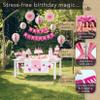 Premium Reusable Happy Birthday Decorations for Women and Girls Pink Party Decorations, Multi-occasion Banner, Pennant Banner, Paper Fans - Party Decor by Itsy Bitsy Party Co view 2