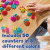 READY 2 LEARN Coconut Flowers - Set of 50 - 6 Shapes - 5 Colors - Natural, Hand Made Counters for Kids - Use for Crafts and Jewlry Making view 3