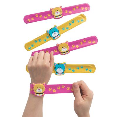 Fun Express Cat Slap Bracelets with Charm - Jewelry - 12 Pieces