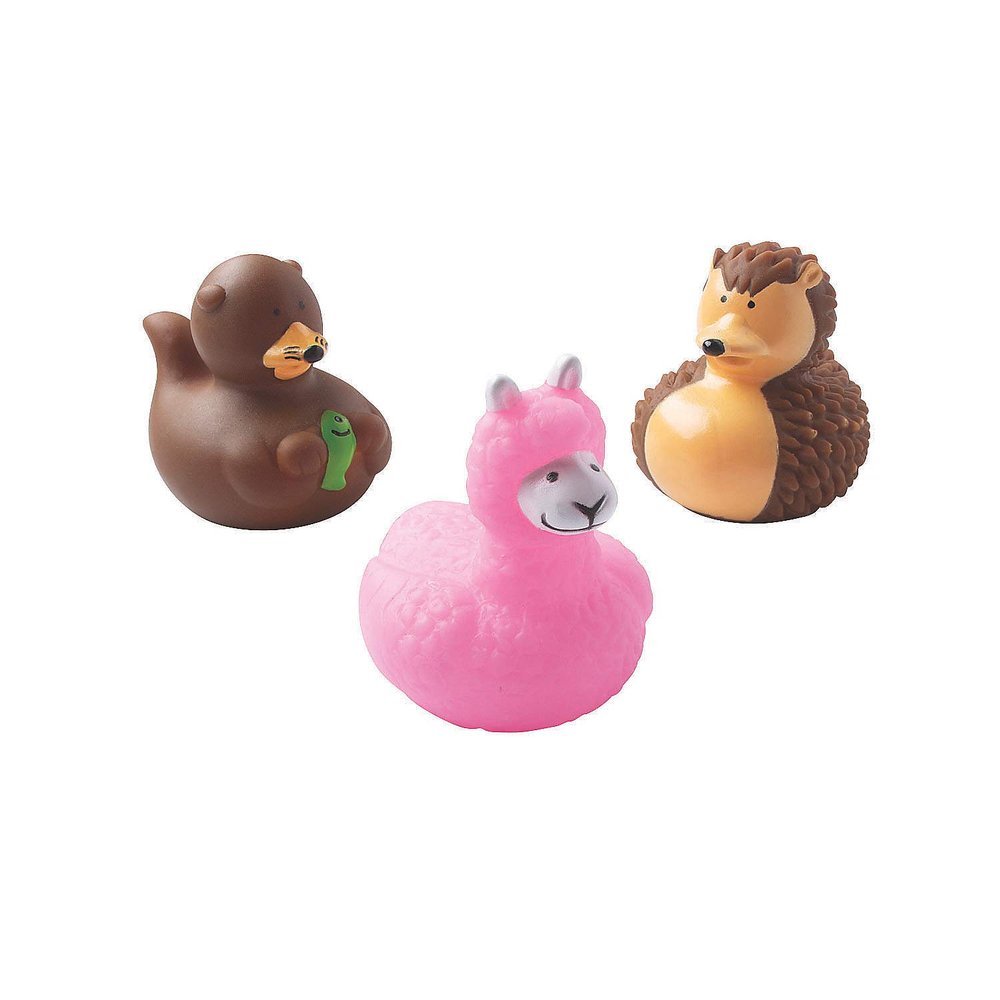 Fun Express Cute Animals Rubber Duckies - Toys - 12 Pieces - Multicolored