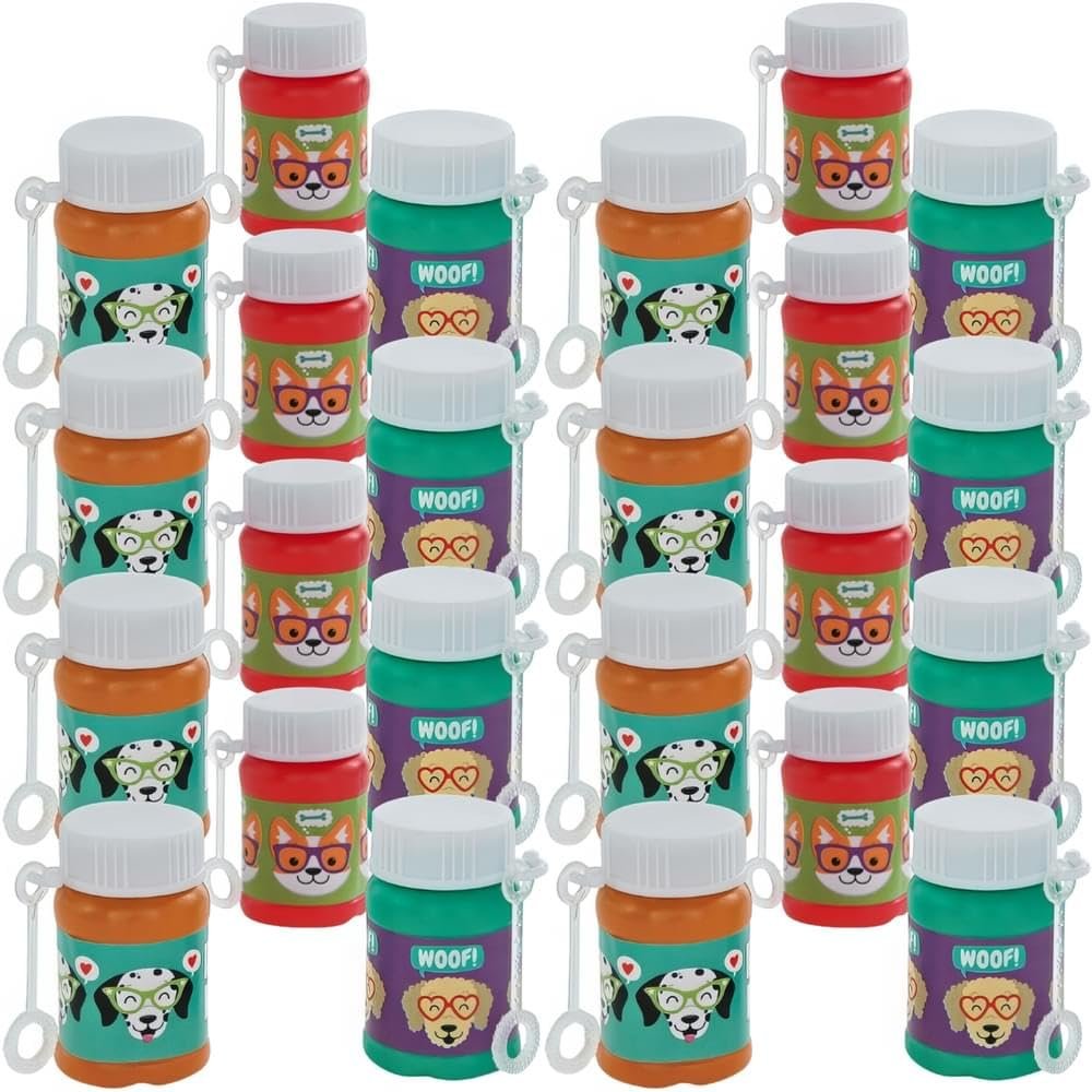Dog Party Mini Bubble Bottles - Toys - 24 Pieces