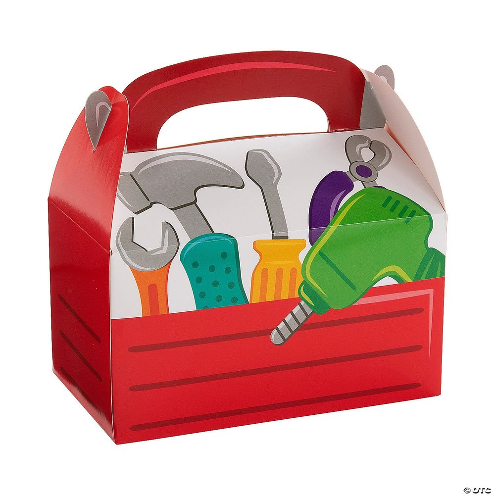 Fun Express Little Handyman Toolbox Treat Box - Party Supplies - 12 Pieces - Red