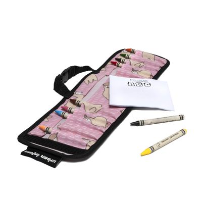 Urban Infant Kids Crayon Travel Case Carrier Comes With Set of 10 Non-Toxic Crayons and Draw Booklet Toddler Activity Easy Wallet-Style Close and Clipping Handles - Llamas