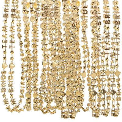 Fun Express Gold Team Bride Bead Necklaces Bulk Set of 24 - Bridal Shower Decorations & Bachelorette Party Accessories | Beaded Bridal Jewelry Party Favors for Women | Bride Squad Supplies