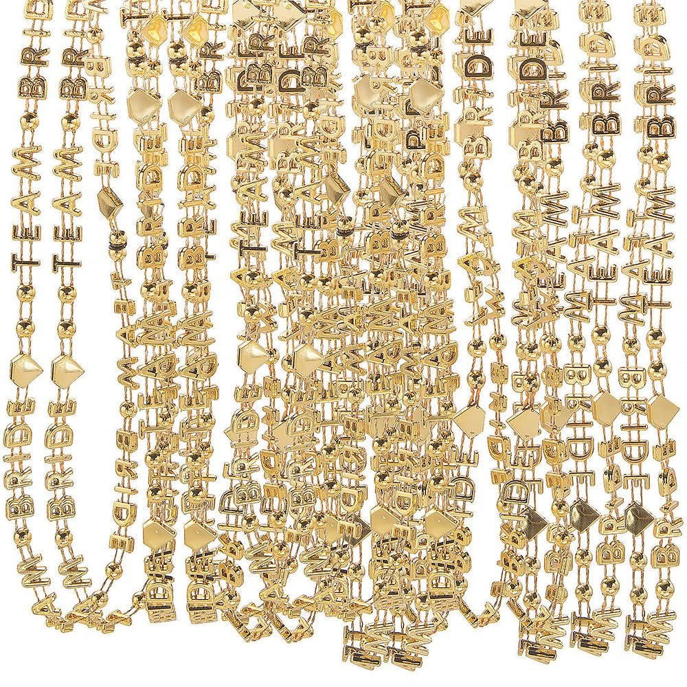 Fun Express Gold Team Bride Bead Necklaces Bulk Set of 24 - Bridal Shower Decorations & Bachelorette Party Accessories | Beaded Bridal Jewelry Party Favors for Women | Bride Squad Supplies