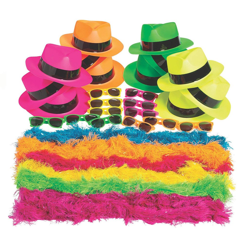 Neon Photo Booth Accessory Kit - Apparel Accessories - 36 Pieces