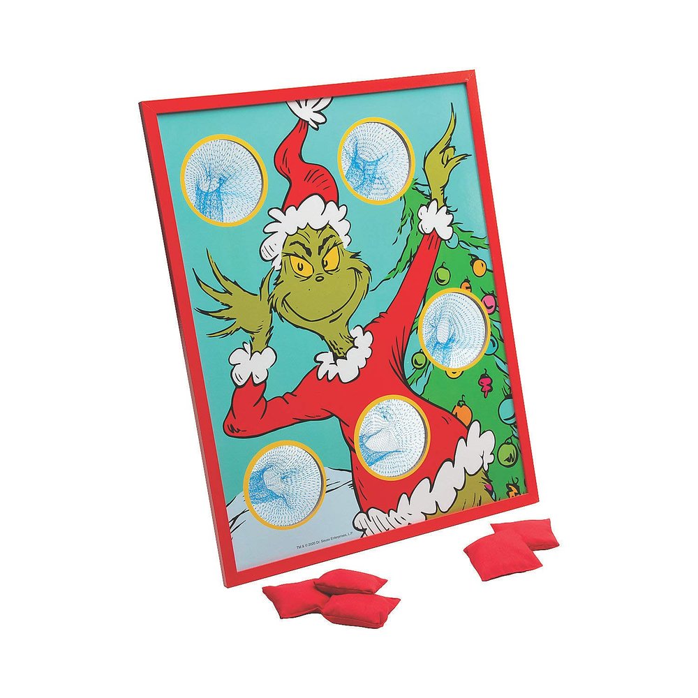 Fun Express 16" x 20 1/2" Dr. Seuss The Grinch Christmas Bean Bag Toss Game, Red and Green