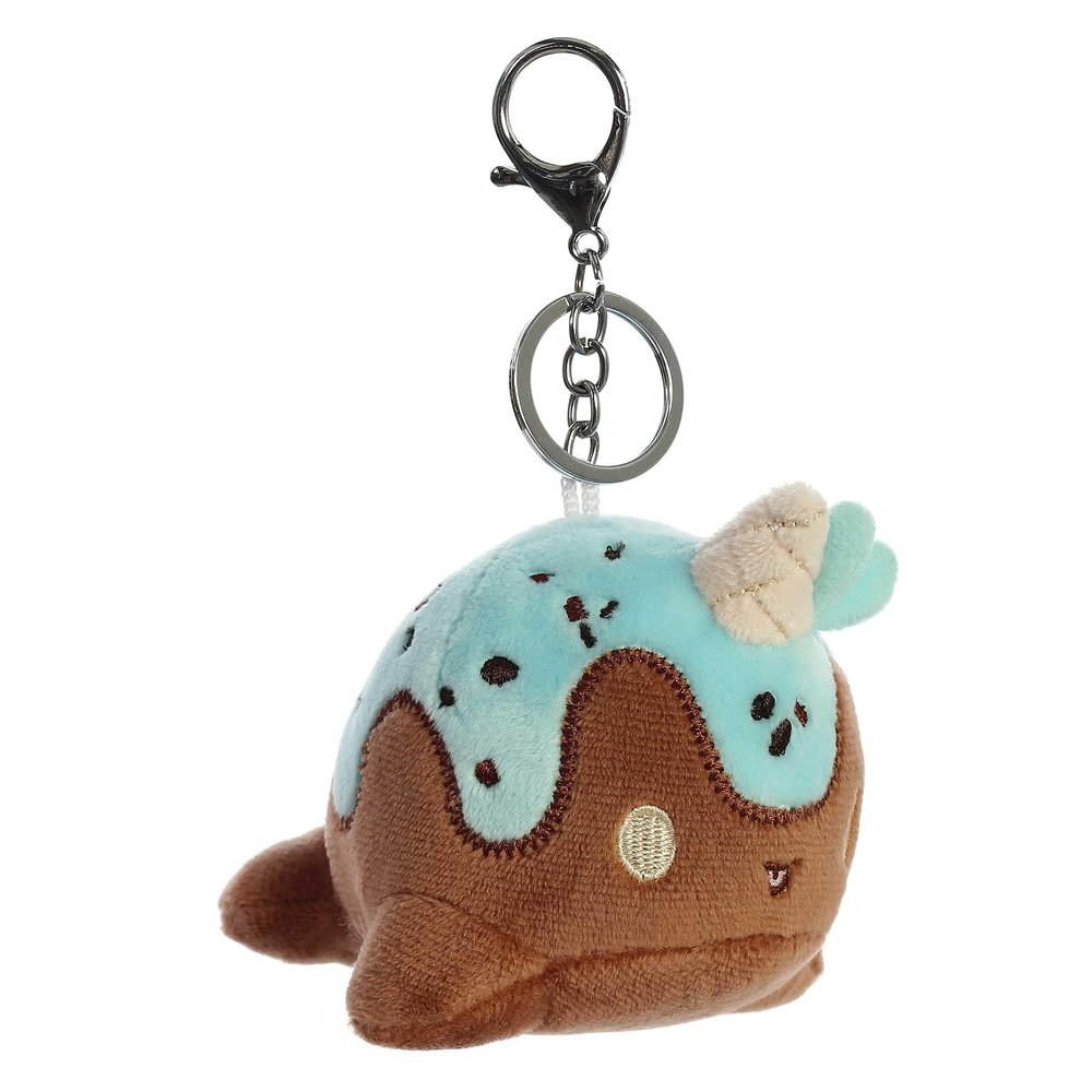 Aurora Enchanting Tasty Peach Mint Chocolate Nomwhal Clip-On Stuffed Animal - Bright & Colorful Design for Room Decor - Perfect for Adults, Kids, and Birthdays - Brown 4.5 Inches