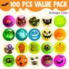 JOYIN 100 PCS Halloween Glow in The Dark Bouncing Balls, 20 Designs Halloween Theme Glowing Bouncy Balls for Halloween Party Supplies, Party Favors, Trick or Treating Goodies view 2