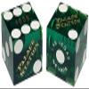 19mm Craps Dice Pair Matching Serial Numbers - Authentic Las Vegas Casino Table-Played Dice (Palace Station (Green Polished)) view 1