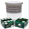 19mm Craps Dice Pair Matching Serial Numbers - Authentic Las Vegas Casino Table-Played Dice (Palace Station (Green Polished)) view 2