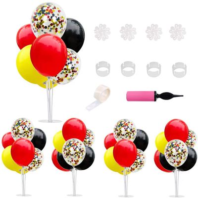 TONIFUL Mouse Birthday Table Decorations Red Yellow Black Table Centerpiece Balloons Stand Holder Kit for Mouse Theme Favor Baby Shower Kids Party Supplies