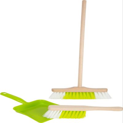 Small Foot 11767 Sweeping Set with Broom, Green, Made of Wood and Plastic, Robust Household Toy, for Ages 3+ Years