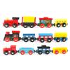 Wondertoys Wooden Train Cars 12 PCS Magnetic Train Sets Includes 3 Engines and Storage Bag - Wooden Train Set for Toddlers Compatible with Major Brands Train Set Tracks - Trains for Train Table view 1