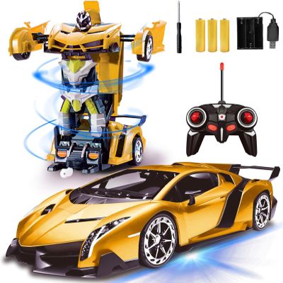 Remote Control Car - Transform Robot Toys for Boys Teens, Rechargeable RC Cars with Lights, 2.4Ghz RC Car 1:18 Rechargeable 360 Rotating Race Transform Car Birthday Christmas Gifts for Kids