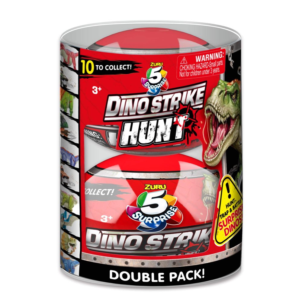 5 Surprise Series 3 - Dino Strike Hunt Capsules by ZURU (2 Pack) Mystery Collectible Mini Dinosaur Toys