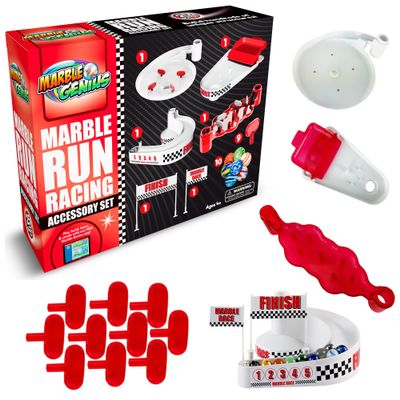 Marble Genius Marble Racing Booster Set - 25 Pieces Total (Including 10 Marbles), Construction Building Blocks Toys for Ages 3 and Above, with Instruction App Access, Add-On Set