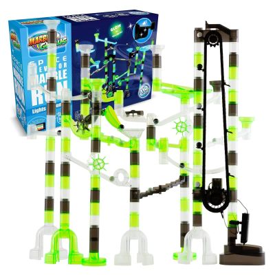 Marble Genius Marble Run Space Elevator Set - 150 Pieces, Ages 4+ - Glow-in-The-Dark Marble Track with Electric Elevator, Lights & Space Sounds - Race Track Kit