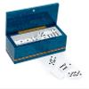 Bello Collezioni - Piazza Di Spagna Luxury Double Six White Professional Jumbo Size Tournament Dominoes Set with Spinners from Italy in a Blue Briarwood Case view 1