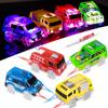FancyWhoop Tracks Cars Replacement Only - Light Up Magic Cars for Tracks Compatible with Glow in The Dark Toy Cars with 5 LED Flashing Lights for Most Race Tracks Only Toy Car Accessories (4 Pack) view 1