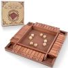 Shut The Box Game Wooden 4 Player, Classic Board Game for Kids & Adults, Educational Math Learning Toy, Table Dice Game for The Party Family or Bar - 12 Inch with 8 Dice view 1
