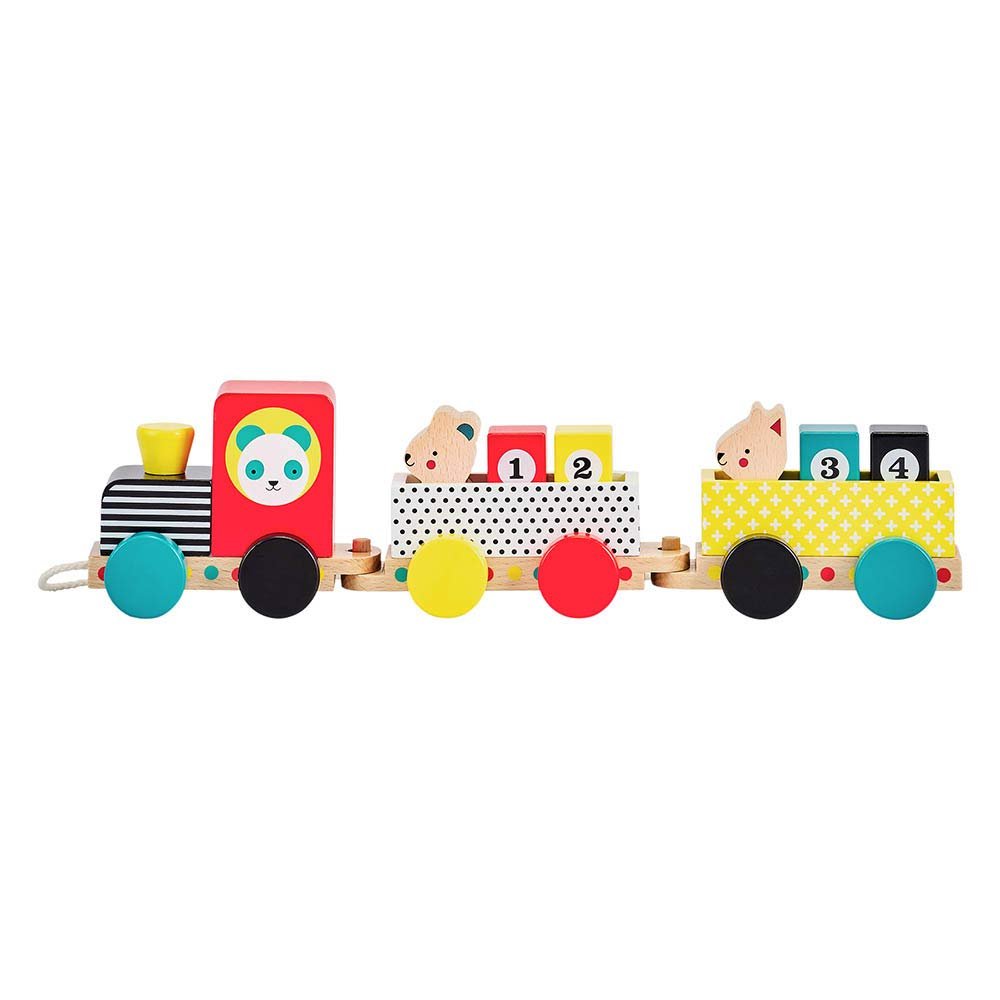 Petit Collage Animal Friends Wooden Pull Along Train Colorful Wooden Toy Made with Sustainable Wood, Active Toy Promotes Development of Fundamental Skills, Makes a Great Gift for Toddlers