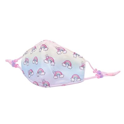 OMG! Accessories Girl's Kids Reusable Face Covering with Interior Pocket (Over The Rainbow Ombre)