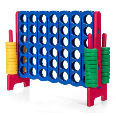 GLACER Giant 4-in-A-Row, Jumbo 4-to-Score Giant Game Set Backyard Games for Kids & Adults, 3.5FT Tall Indoor & Outdoor Connect-All-4 Game Set with 42 Jumbo Rings & Quick-Release Slider
