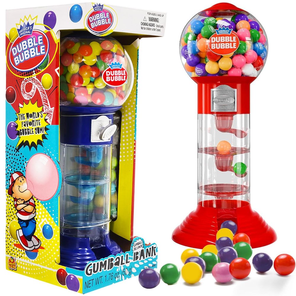 The Dreidel Company Spiral Fun Gumball Bank 10.5" Inches Tall, Assorted (Single)