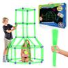 Fun Forts Glow Fort Building Kit for Kids - 81 Pack Glow in The Dark STEM Building Toys Indoor Outdoor Play Tent for Kids Construction Toys with 53 Rods and 28 Spheres view 1
