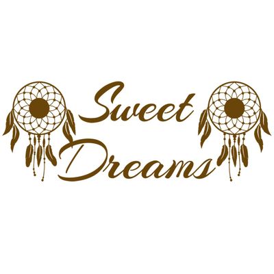 VWAQ Sweet Dreams Wall Decal Nursery - Dream Catcher Decor Kids Night Time Sticker (Brown, 8" H X 22" W)