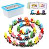 Wondertoys Wooden Alphabet Train Toy 27 PCS Magnetic Alphabet ABC Letter Train Set Includes 42 PCS Flash Cards, 1 Engine and 1 Storage Box for Toddlers Kids Boys and Girls view 1