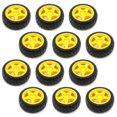 T Tulead Mini Tire Wheels Plastic Wheels Parts 2.6-Inch Diameter Gear Wheel Pack of 12