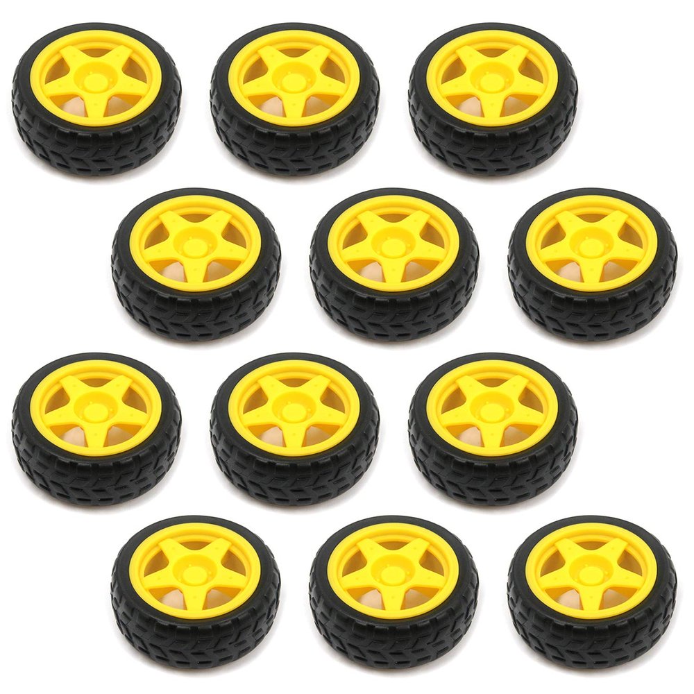 T Tulead Mini Tire Wheels Plastic Wheels Parts 2.6-Inch Diameter Gear Wheel Pack of 12