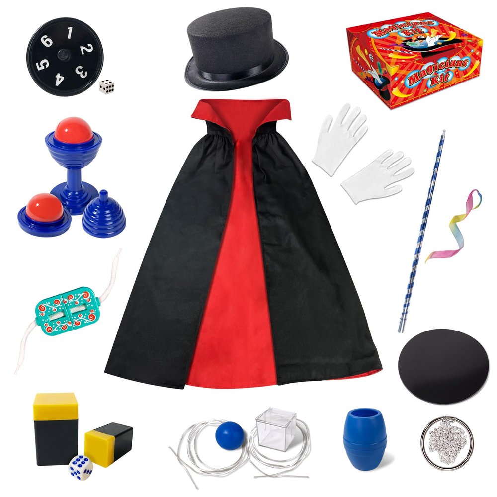 Heyzeibo Magic Kit for Kids - Magic Tricks Games Toy for Girls & Boys, Magician Pretend Play Dress Up Set with Magic Props & More Magic Tricks, Instruction Manual, for Beginners Toddlers