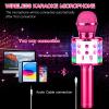 ShinePick Karaoke Microphone, 4 in 1 Wireless Microphone with LED Lights Handheld Portable Karaoke Machine, Home KTV Player, Compatible with Android & iOS Devices(Purple) view 3