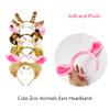 12 Pcs Zoo Animals Ears Headband Jungle Safari Animals Hairbands Plush Cartoon Headbands Elephant Lion Giraffe Tiger Zebra Leopard Cow Pig Ears Cosplay Hair Hoop for Birthday Halloween Costume Party view 2